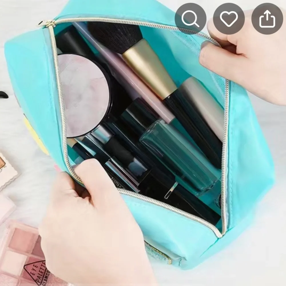 New chenille blue Stuff cosmetic makeup bag